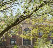 Spring scene of Bowne Hall Exterior