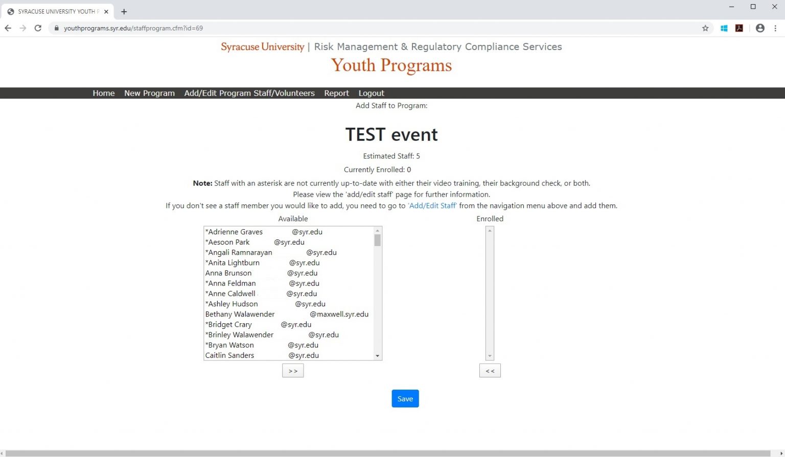 How To Add Staff To Youthprograms syr edu Office Of Institutional 