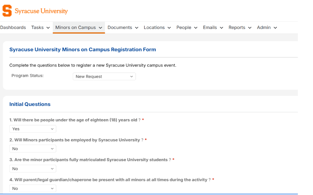 Origami registration form