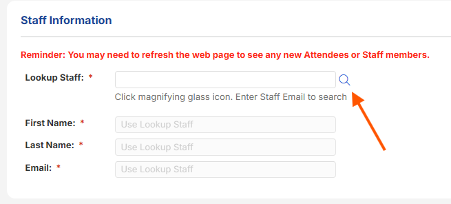 Screenshot of where the magnifying glass is to click on to bring up the employee database to search.