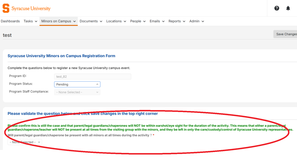 displays the validation question the user will receive in origami