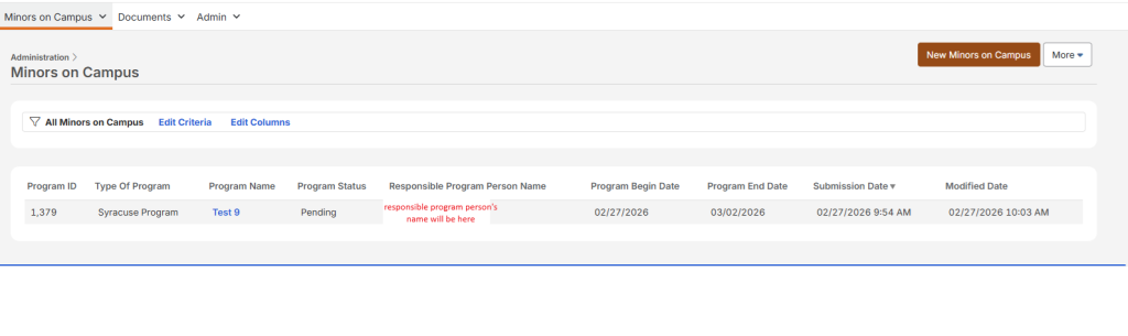 screenshot showing what the My Programs listing page will look like