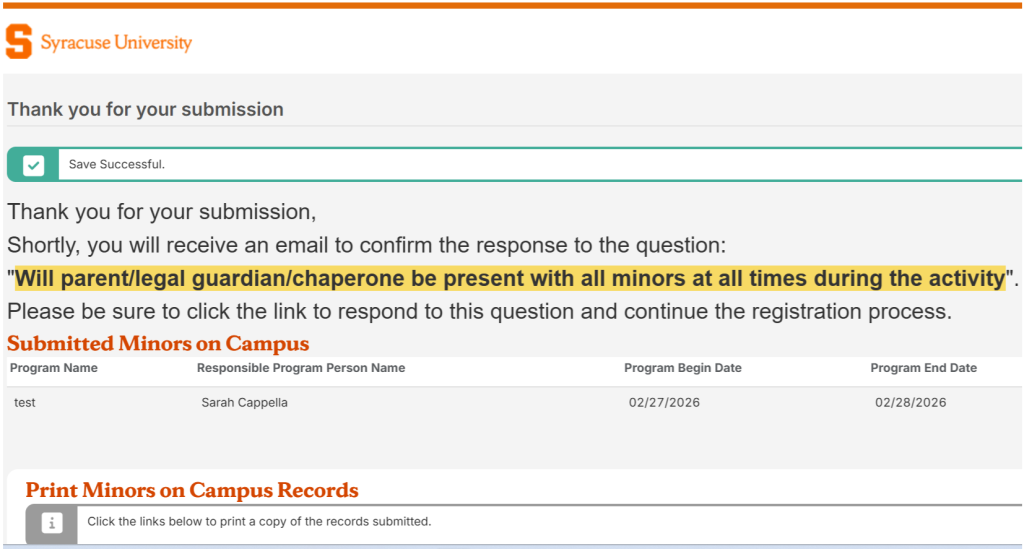 displays a successful save message 