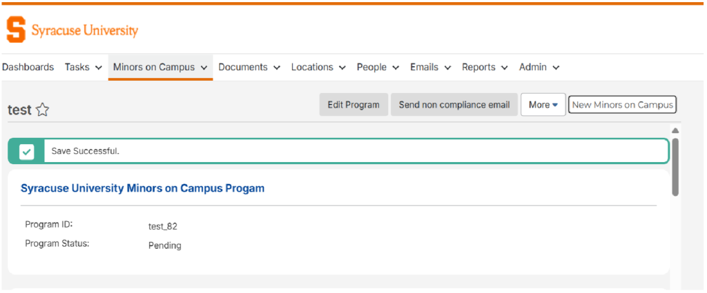 shows the save successful after successfully validating the parent or legal guardian present question